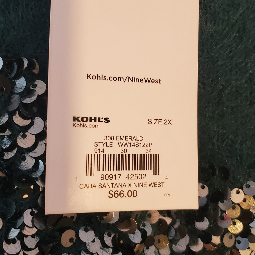 Nine West Green Sweater with Silver Sequins - Picture 4 of 7